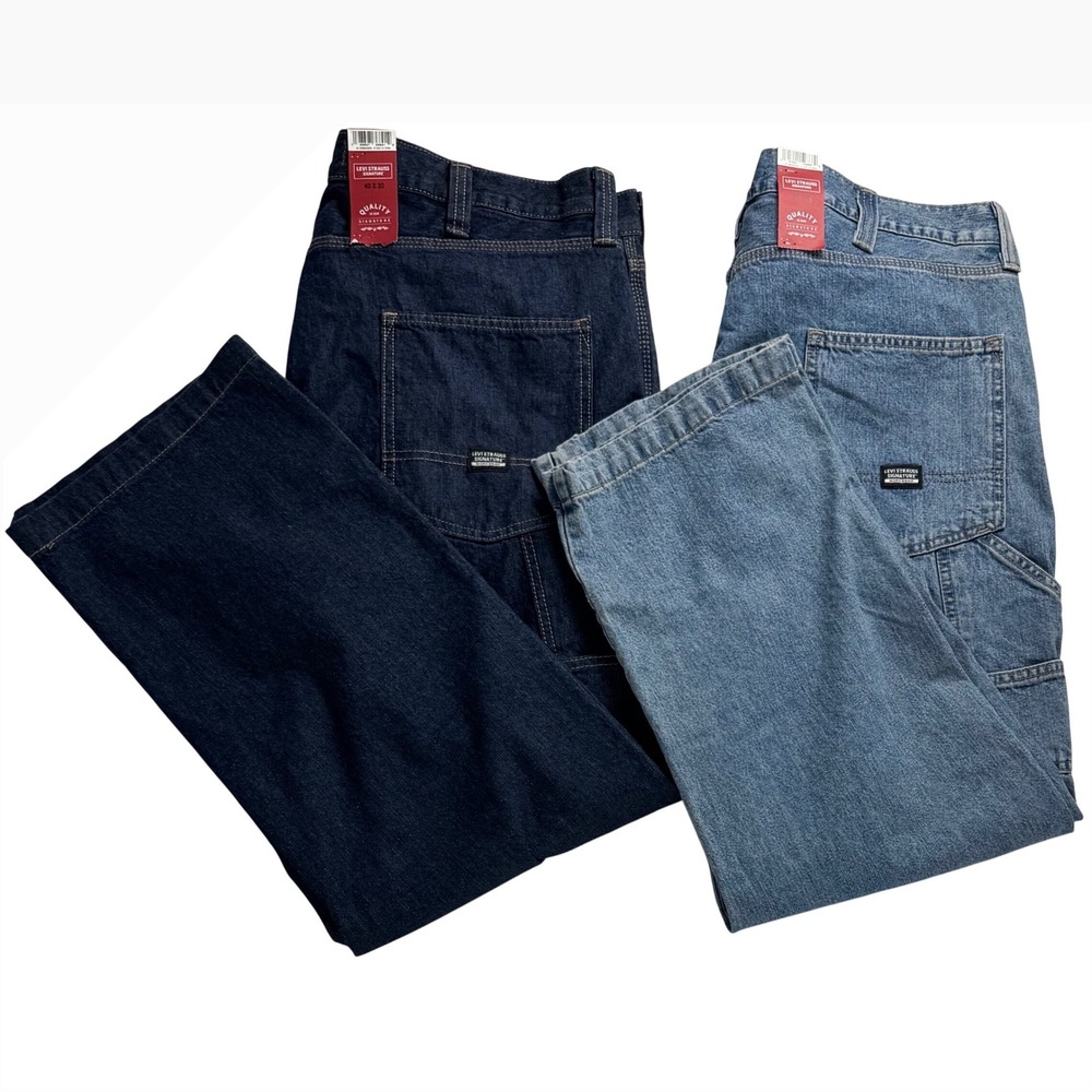 Lot of 2 Levi Strauss Signature Mens Carpenter‎ Workwear Jeans 40x30 Loose Fit